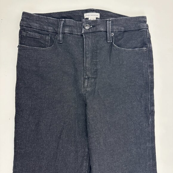 Good American Straight Raw Hem Women's size 8 Black Denim Jeans - Picture 2 of 5